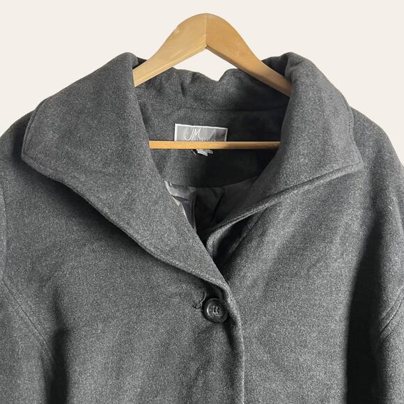 JM Collection Vintage Charcoal Gray Single Breasted Pea Coat Plus Size 3X - Picture 2 of 6